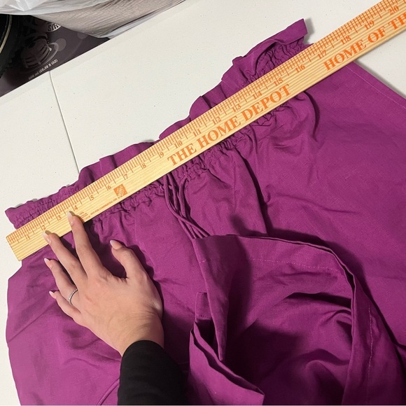 Anthropologie Linen Smocked High Rise Wide Leg Pants Purple LP Large Petite J - Picture 11 of 11